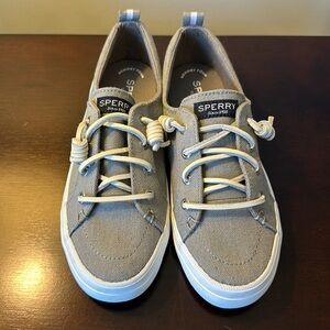 WOMEN’S SPERRY top sider grey CANVAS SNEAKERS BOAT SHOES SIZE 5.5